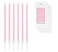 24 Velas de Cumpleaños Largas y Finas en Rosa Perla,Velas de Fiesta y Feliz Cumpleaños para Decoraciones de Pastel y Torta,para Fiestas de Niñas,Hombres y Mujeres en Cumpleaños y Eventos