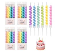 24 velas de cumpleaños, velas de cumpleaños para tartas, coloridas velas en forma de espiral con soporte, perfectas para cumpleaños, fiestas y fiestas de Navidad, velas de macarons para tartas para
