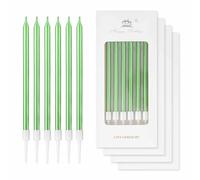 24 velas de cumpleaños verdes, velas finas para fiestas, velas de feliz cumpleaños, decoraciones de pastel verde, vela larga de perlas para niñas, niños, hombres, mujeres, decoraciones de fiesta de