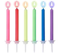 24 Velas de Llama de Colores, Velas de Cumpleaños Coloridas de 5,8 cm con Bases Velas para Tartas de Cumpleaños para Decoraciones de Tartas de Cumpleaños