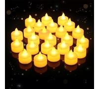 24 velas de té LED, cálidas velas de té LED, simulación sin llama, velas de té eléctricas, para fiestas, confesiones, citas, decoración del hogar (3,7 cm de diámetro x 4,1 cm de alto)