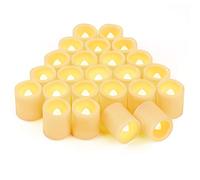 24 velas LED parpadeantes alimentadas con pilas, sin llama, velas votivas eléctricas falsas para bodas, festivales, fiestas, Halloween y decoración navideña (blanco cálido)