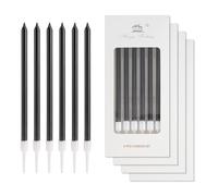 24 velas negras de cumpleaños, velas de feliz cumpleaños, velas de fiesta, decoraciones de pastel negro, vela larga negra perla para niñas, niños, hombres, mujeres, decoraciones de fiesta de