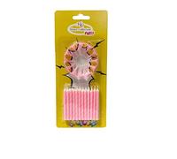 24 velas rosas con soporte
