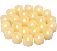 24 velas votivas LED sin llama parpadeantes, funcionan con pilas/parpadeantes eléctricas, velas falsas a granel para Halloween, Navidad, bodas, fiestas, etc. (blanco cálido)