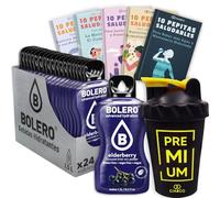 24 x Bebida Bolero BAYAS DE SAUCO Hidratante Sin Azucar (24x9 grs) + 50 Pepitas Saludables para una vida más sana by Cia&Co + 1 Botella mezcladora shaker exclusiva Cia&Co (500 ml)