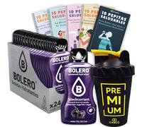 24 x Bebida Bolero GROSELLA NEGRA Hidratante Sin Azucar (24x9 grs) + 50 Pepitas Saludables para una vida más sana by Cia&Co + 1 Botella mezcladora shaker exclusiva Cia&Co (500 ml)