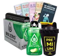 24 x Bebida Bolero MANZANA Hidratante Sin Azucar (24x9 grs) + 50 Pepitas Saludables para una vida más sana by Cia&Co + 1 Botella mezcladora shaker exclusiva Cia&Co (500 ml)