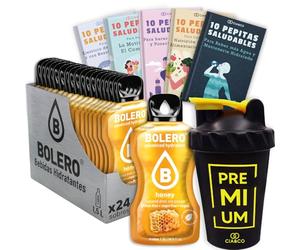 24 x Bebida Bolero MIEL Hidratante Sin Azucar (24x9 grs) + 50 Pepitas Saludables para una vida más sana by Cia&Co + 1 Botella mezcladora shaker exclusiva Cia&Co (500 ml)
