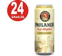 24 X Paulaner Hefeweißbier Naturtrüb 0,5L Lata 5,5% Vol.Alc EINWEG