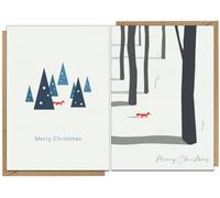 24 x Tarjetas de Navidad de Zorro hechas de tarjeta reciclada - 2 diseños