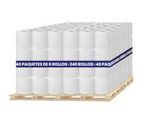 240 Bobinas de Papel Secamanos Mecha (40 packs de 6 rollos, 100 m/rollo) - Palet de Papel Secamanos Laminado Industrial Cheminé - Uso Profesional, Alta Resistencia y Gran Absorción