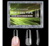240 extensiones de gel transparentes de cobertura completa para manicura con caja de puntas de uñas acrílicas, 240 unidades