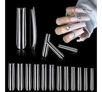 240 Pcs Puntas de Uñas Postizas, XXL Uñas Postizas Extra Largas, 12 Tamaños de Puntas de Uñas Cubierta Completa Cuadradas Rectas, Para Uñas Salones Hogar y DIY Accesorio Arte de Uñas