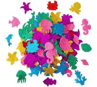 240 Pegatinas de Espuma con Purpurina, Pegatinas de Burbujas de Animales Marinos, Pegatinas de Espuma de Colores para Niños, para Manualidades, Álbumes de Recortes, Decoración DIY