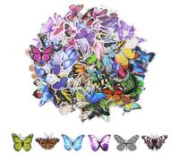 240 pegatinas de mariposa PET impermeables transparentes coloridas resina decorativa para naturaleza, álbumes de recortes, planificadores, portátiles, manualidades, manuales, manualidades de papel