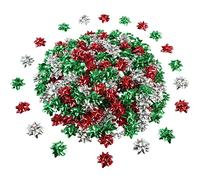 240 Piezas Mini Lazos de Envolver Regalo Lazos de Papel Metálico de Navidad Lazos de Regalo Autoadhesivos para Favores de Fiesta Navidad Cumpleaños (Color Navideño)