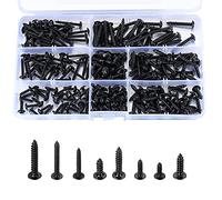 240 Piezas Tornillos Autoperforantes con Arandela - Kit Surtido Cabeza de Cruz en Acero Carbono Negros