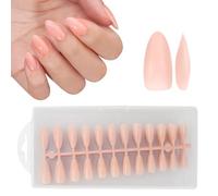 240 Piezas Uñas Postizas Cortas de Almendra, 10 Tamaños Puntas de Uñas Tips Preteñidas, Juego de Uñas Falsa Artificiales para Mujeres Niñas Salón y Uso Doméstico, Rosa Desnudo