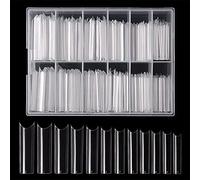 240 puntas de uñas postizas ovaladas transparentes, largas, falsas artificiales, curvas, extra C