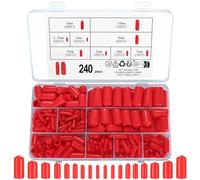 240 Pzas Protectores de Rosca de Tornillo, Tapones de Extremo de Goma Redondos, Tapas de Goma, Tapa de Extremo Redondo, Cubiertas Tapas de Pernos de Tubo Redondo, 9 Tamaños Rojo