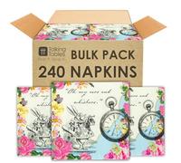 240 servilletas de papel desechables de Alicia en el país de las maravillas, para decoración de mesa de fiesta de té, baby shower, cumpleaños de niños, sombrerero loco y decoración de Alicia