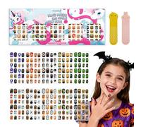 240 Uñas Postizas De Halloween Para Niños, Lindas Uñas Postizas Cortas Para Niños Y Niñas, Puntas Acrílicas Prepegadas Con Cobertura Completa, Kit De Decoración De Uñas, Regalos Para Niñas (Halloween)