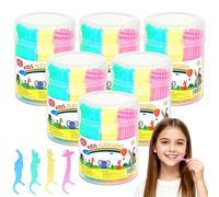 240 unidades de hilo dental para niños, con 4 formas de animales de colores a prueba de niños, con 4 palitos dentales para niños