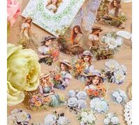 240 unidades Scrapbooking Stickers Kit Aesthetic Pegatinas Flores & Niñas Sticker Papel Decoupage Scrapbooking Accesorios para Álbum Diario Canlendario Bullet Journal DIY