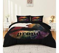 240 x 220 cm Multicolor Abstracto Letra Labios Juego de Funda Nórdica 3 Piezas Ropa de Cama Transpirable Microfibra con 2 Fundas de Almohada 50x75cm Diseño Moderno Hogar