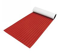 240 x 90 cm de espuma de teca EVA para barcos y yates, alfombra de suelo, autoadhesiva, gruesa, para uso en cubiertas de barcos, caravanas, yates, muelles flotantes, rojo con líneas negras