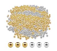 2400 cuentas de pulsera, cuentas redondas doradas, collar de plata, cuentas espaciadoras redondas, collar de perlas de oro pequeñas