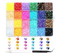 24000Pcs Diamantes para Uñas, BetterJonny Cristales para Uñas 3mm Cristales Gemas Piedras para Uñas Diamantes de Imitación Gemas de Espalda Plana para Uñas Maquillaje Ropa Manualidades DIY Handwerk,A