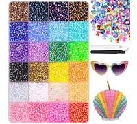 24000pcs Strass para uñas, 24 colores, 3 mm, Flatback Nail Gems Nail Rhinestones Bedazzling Kit with Pick Up Tweezers and Pen for DIY Art Crafts Decoration