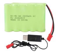 2400mAh 6V Batería AA Ni-MH Recargable con Conector JST-2P y Cargador USB para Coche RC, Camión de Juguete RC, SUV 4X4, Dumper de Construcción RC, Excavadora RC