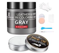 240g Reparador Cuero con 100ml Cuidado de Cuero,Gris Cuero Liquido Reparador Pintura para Cuero para Reparar el Desgaste y las Marcas en Sofás,Vinilo,Asientos de Automóvil y Zapatos de Cuero