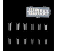 240PCS Puntas de Uñas Falsas Acrílico Transparente Artificiales Cofre Bailarina Cierta Cobertura para Salones y Arte DIY