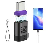 240W Adaptador Magnético USB C Macho a USB C Hembra de 24 Pines con Indicador LED, Adaptador Tipo C de 240W,Vídeo 4K@60Hz, Conector Magnético Reversible para iphone,Mac Book, Steam Deck, PS5, ipad