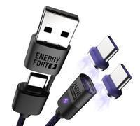 240W Câble de chargeur magnétique, 5A/48V,Charge Magnétique USB Type C, Câble Aimanté en violet Nylon pour Samsung Galaxy Z Fold 7/Z Filp7,iPhone 17/16,Xiaomi 14 Pro (1,8M A-C+2*C)