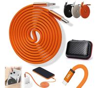 240W Magnetic Self-Winding Type-C Cable, Ultra-Durable Braided Flat Design - Tangle-Free Fast Charging, Self-Winding Fast Charging Cord, Data Transfer Chargings for Laptop/Tablet/Phone (Orange)