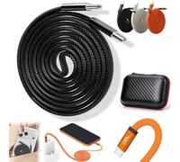 240W Magnetic Self-Winding Type-C Cable, Ultra-Durable Braided Flat Design - Tangle-Free Fast Charging, Self-Winding Fast Charging Cord, Data Transfer Chargings for Laptop/Tablet/Phone (Black)