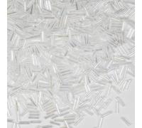 2420 cuentas de tubo de 80 g, cuentas de cristal de corneta de 6 mm de longitud para hacer joyas (blanco-AB)