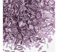 2420 cuentas de tubo de 80 g, cuentas de cristal de corneta de 6 mm de longitud para hacer joyas (núcleo morado plateado)