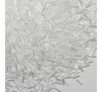 2420 cuentas de tubo de 80 g, cuentas de cristal de corneta de 6 mm de longitud para hacer joyas (perla blanca)