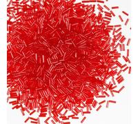 2420 cuentas de tubo de 80 g, cuentas de cristal de corneta de 6 mm de longitud para hacer joyas (rojo transparente)