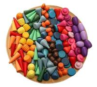 243 Pcs Piezas Sueltas Materiales De Juego De Madera Juguete De Apilamiento De Arcoiris, Aprendizaje Preescolar De Forma Educativa Clasificación Sensorial Play Montessori Toys