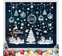244 Pcs Pegatinas para Ventanas Navideñas, Bailtouk Autocollants Noël Fenetre Reutilisable, Decoration Noel Fenetre Electrostatique PVC Stickers avec Motif Bonhomme de Neige pour Chambre D'enfant,