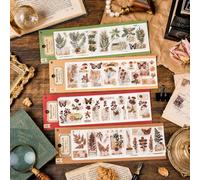 246 PCS Planta Pegatinas Scrapbooking, 4 Temas Stickers Bullet Journal, Pegatinas Vintage, Washi Tape Scrapbook Sticker, Scrapbooking Materiales Para Decorar Fundas De Teléfono Y Diarios