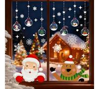 246Piezas Pegatinas Navidad Ventanas Reutilizables Decoración Navideña Ventanas Vinilos Electrostáticas PVC Decorativas Doble Cara Copos Nieve Stickers Navideños Papá Xmas Calcomanías para Vaso Puerta
