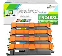 248XL TN248XL Cartuchos de Tóner Compatibles 4 Colores Alta Capacidad para MFC-L3740CDW L3740CDWE L3760CDW L8340CDW L8390CDW L3740CDWE DCP-L3520CDWE L3520CDW L3560CDW HL-L3215CW Impresora TN248CMYK
